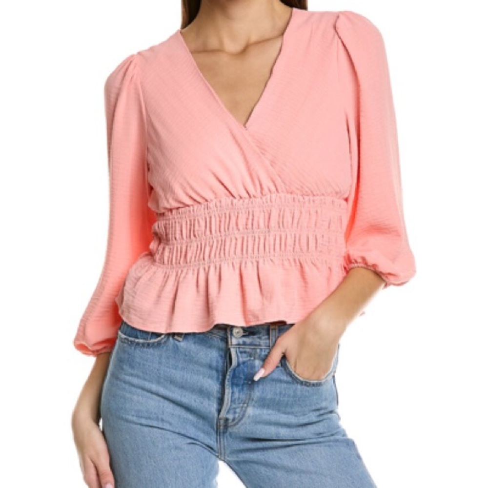 BCBG SURPLICE TOP Women's Pink Wrap Top